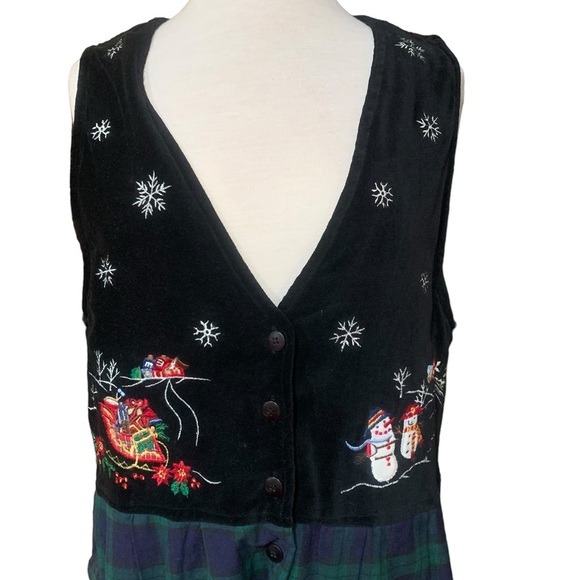 Christmas themed plaid sleeveless maxi dress - Picture 2 of 10